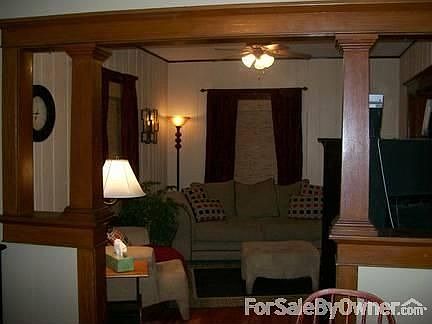Woodwork : Lots of wood work, view from diningroom into living room.