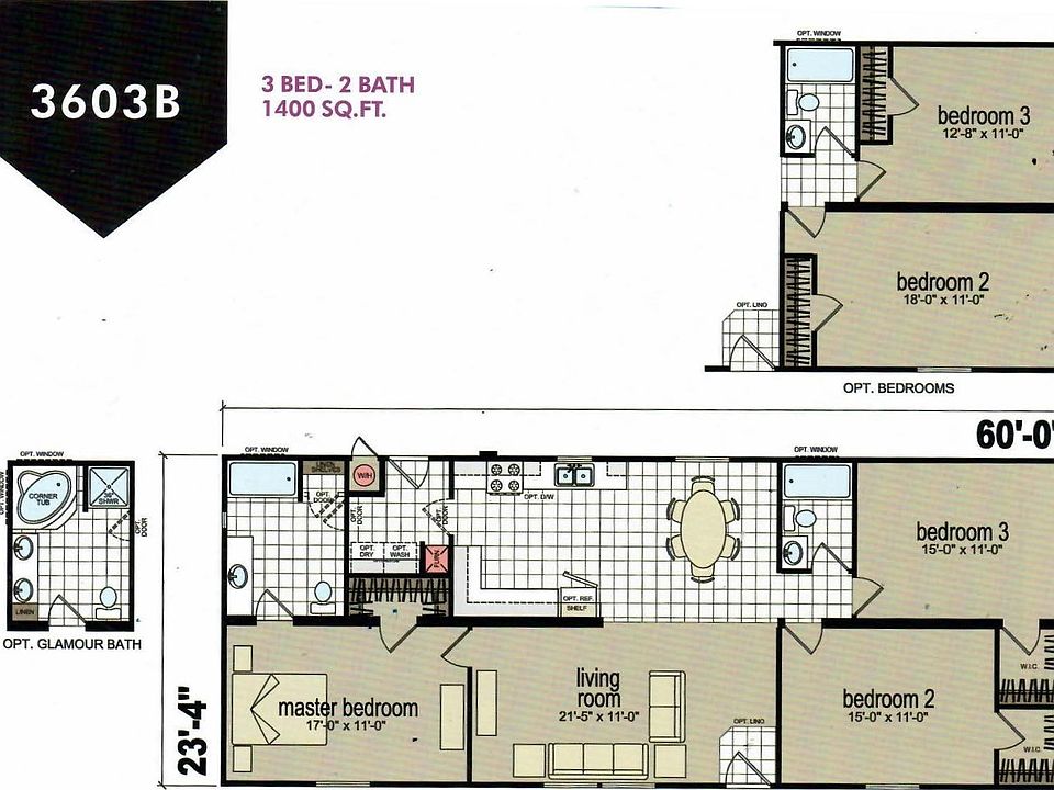 Creekside Manor CM3603B Plan, Country Estates Manufactured Home