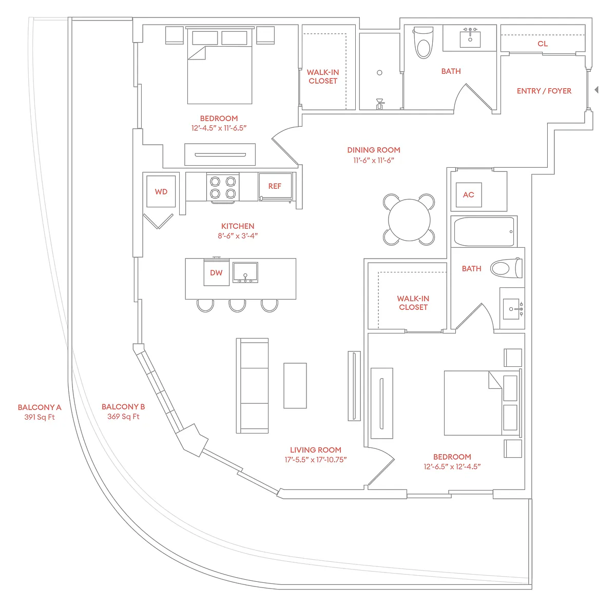 Floor plan G3 - Residence 02, Floors 6-18