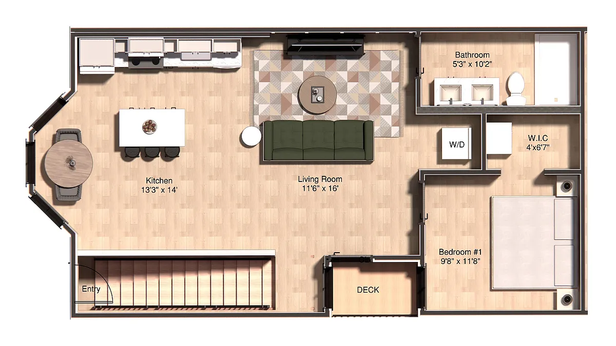 Floor plan 1BR-1BA - Top Floor