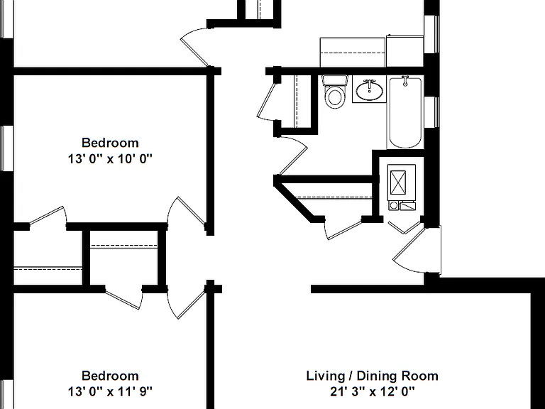 Represents the 1,300 SQFT apartment in the 3402 building