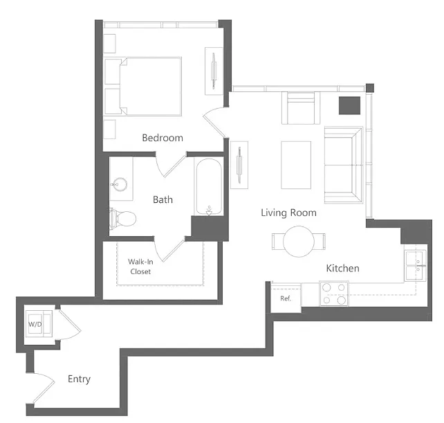 Floor plan 1H2 - 1 Bedroom