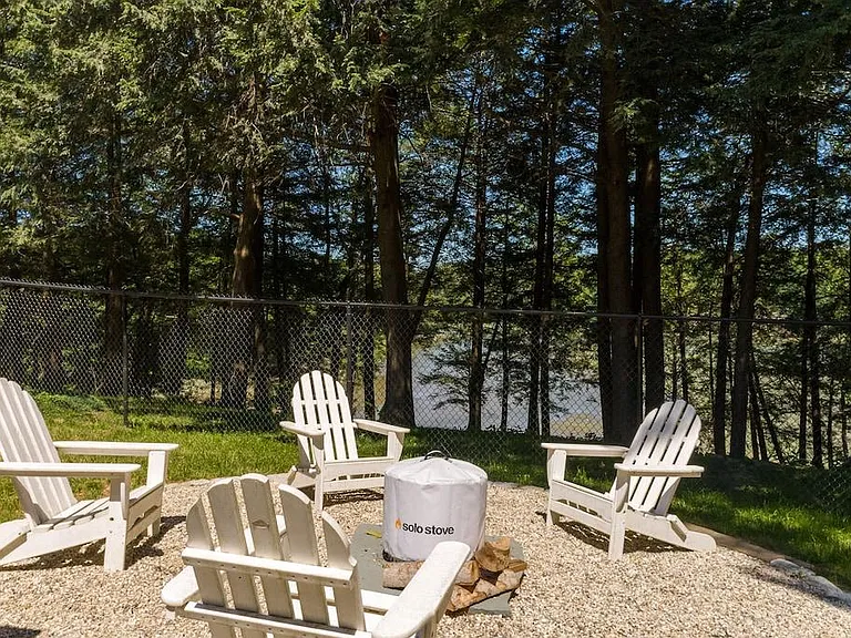 Backyard fire pit area with solo stove