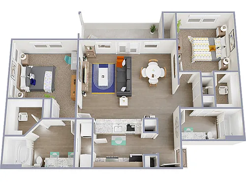 Floor plan 2 Bed, 2 Bath C (160% Income Restricted)