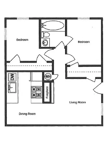 Floor plan 2 Bed 1 Bath