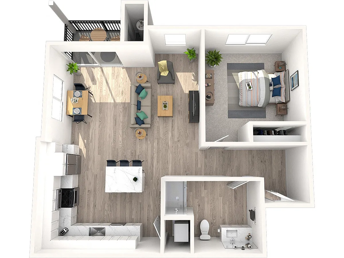 Floor plan One Bed One Bath B