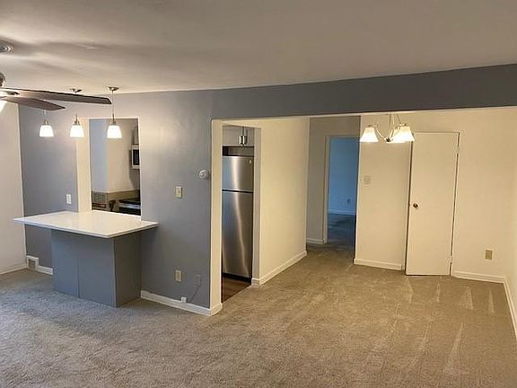 Living room, dining room and kitchen