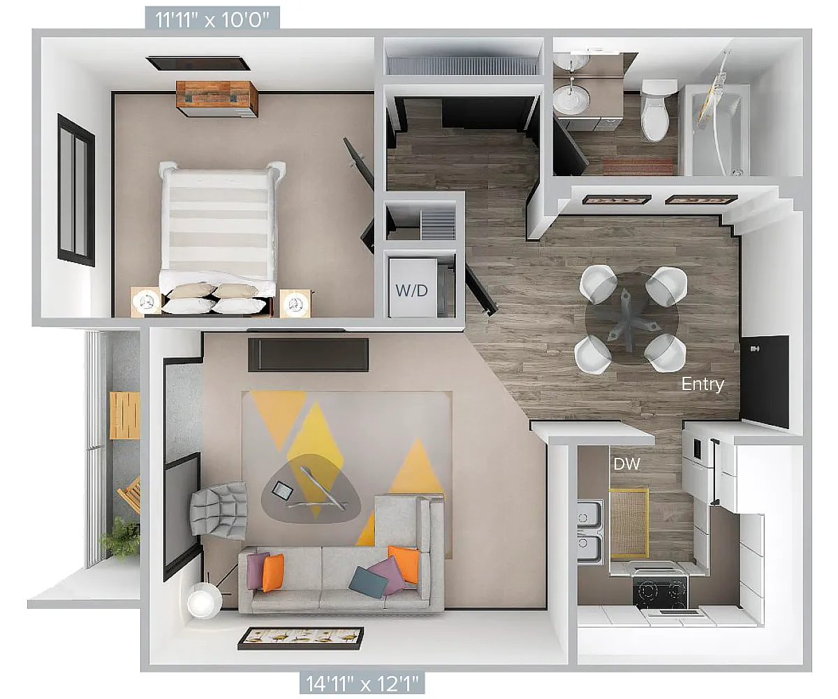 Floor plan E-1B1B-562SF-219-318-Standard