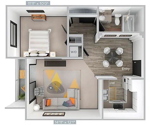 Floor plan E-1B1B-562SF-219-318-Standard