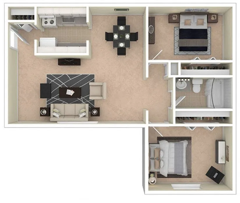 Floor plan 2 Bedroom/1 Bathroom