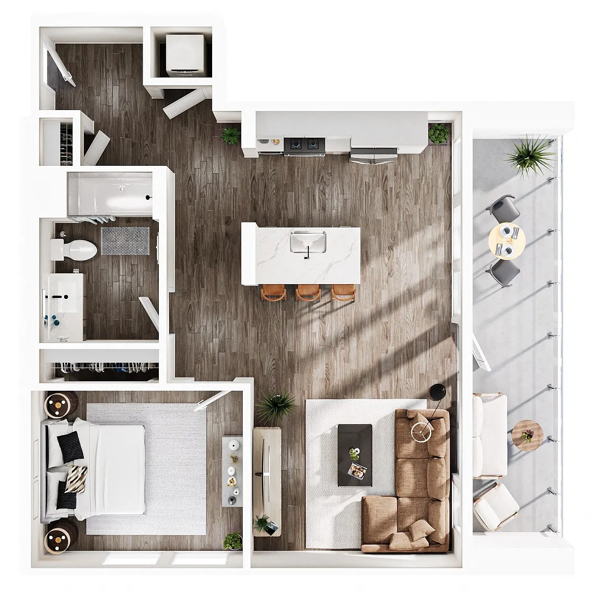 Floor plan 1 Bedroom | 1 Bath | Plan A18