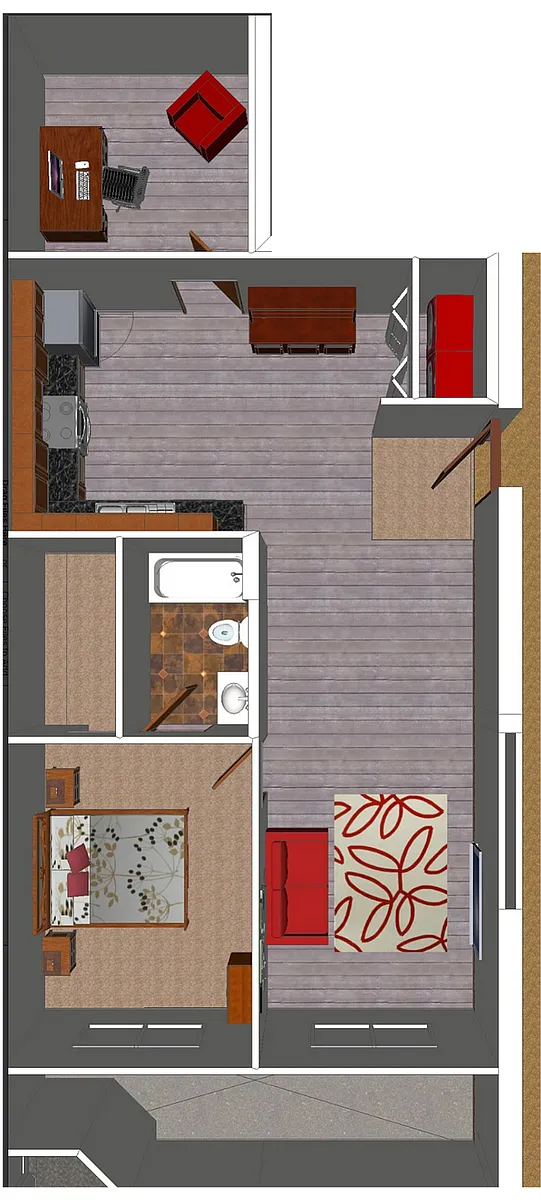 Floor plan The Skylight: 1 Bed + Den - Skylight Windows only