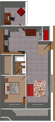 Floor plan The Skylight: 1 Bed + Den - Skylight Windows only