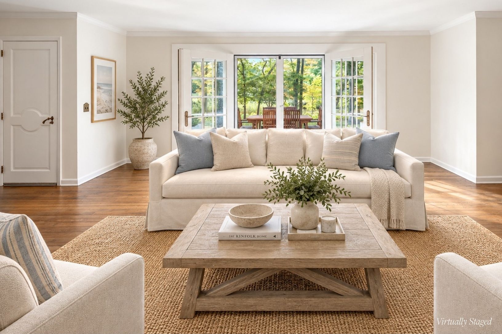 AI rendering of staged living room