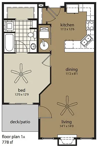 Floor plan 1A 778 sf