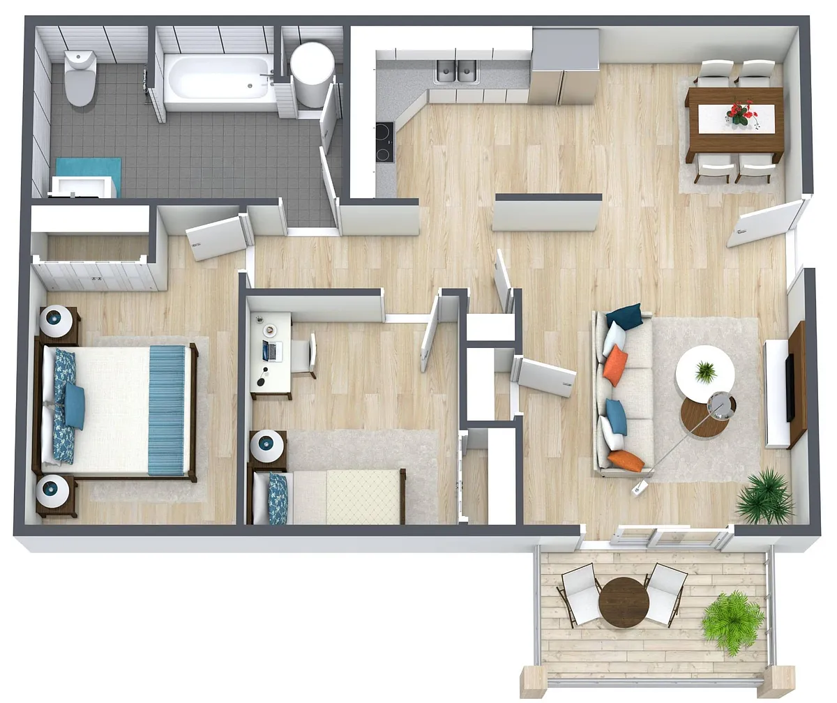 Floor plan 2BR - 1BTH