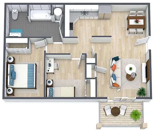 Floor plan 2BR - 1BTH