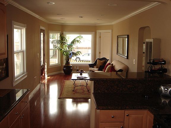 Looking into the living room from the kitchen