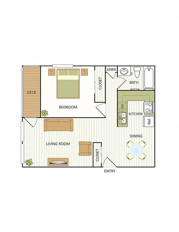 Floor plan One Bedroom, One Bath