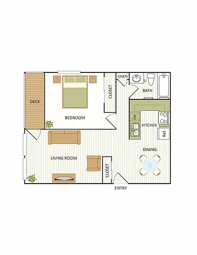 Floor plan One Bedroom, One Bath
