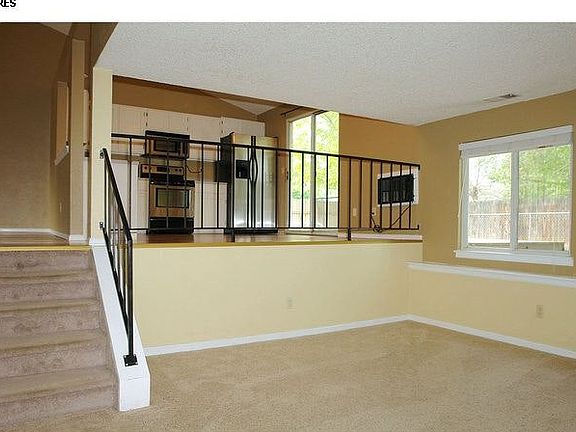 View from lower level into kitchen