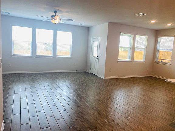 Open floor plan with beautiful flooring.