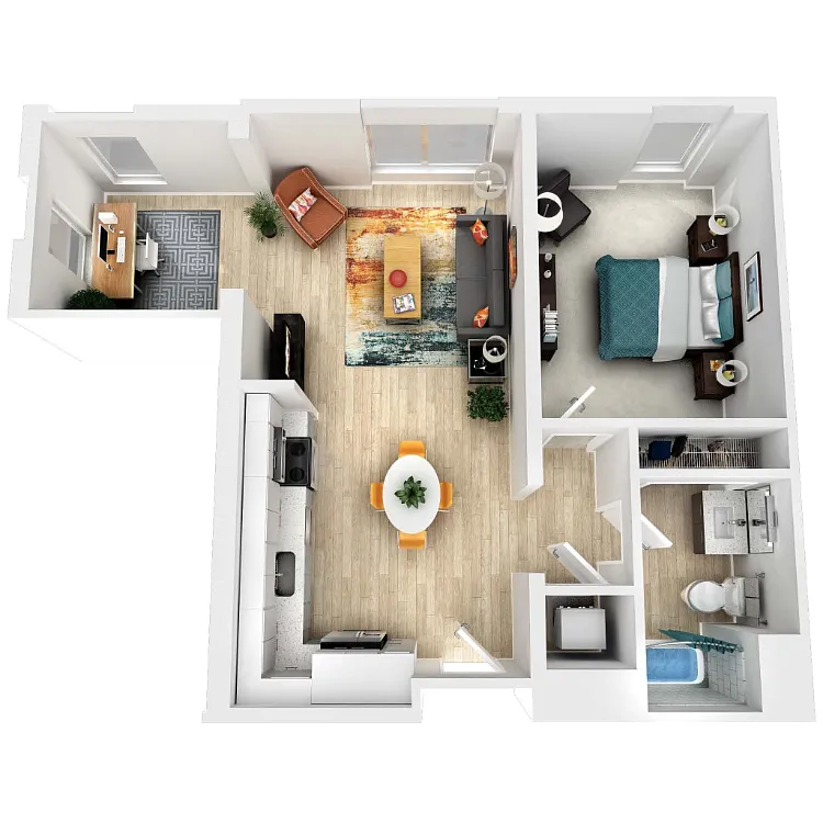 Floor plan 1Bedroom 1 Bathroom with Den 11D