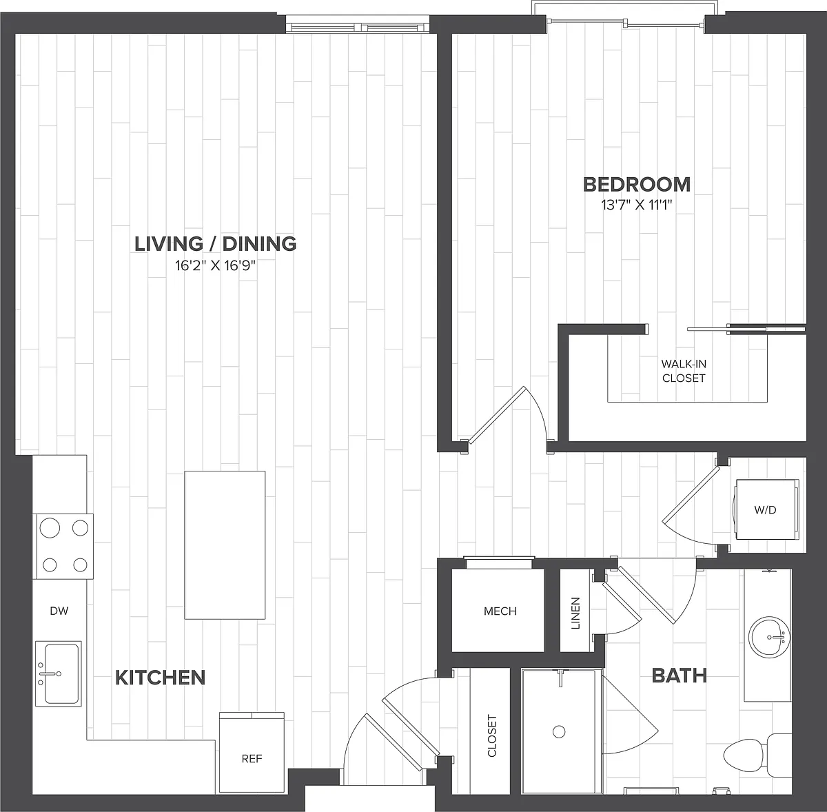Floor plan 1 Bed-1 Bath-A2