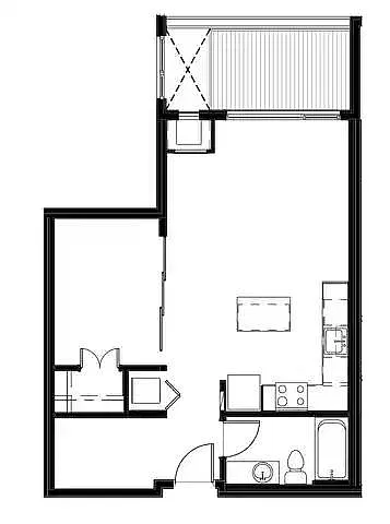 Floor plan Open 1 Bedroom with Den