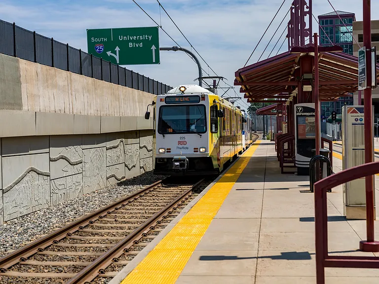 Direct light rail access at University Station connects Modera University Park to the heart of Denver in minutes.