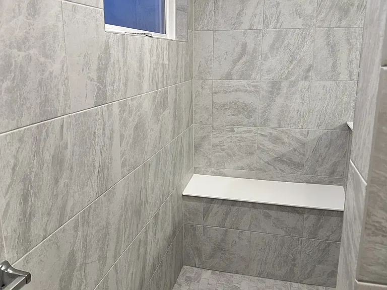 Walk-in shower in the master bathroom