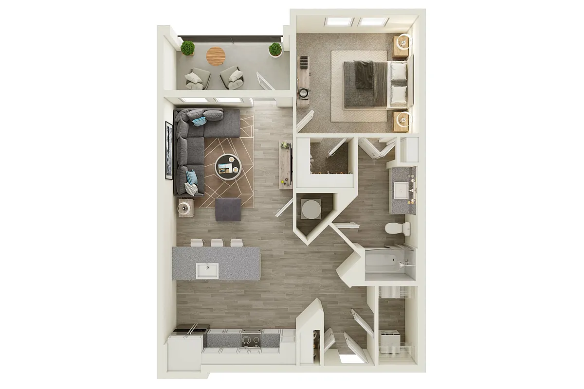 Floor plan A3 - One Bedroom, One Bathroom
