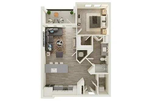 Floor plan A3 - One Bedroom, One Bathroom