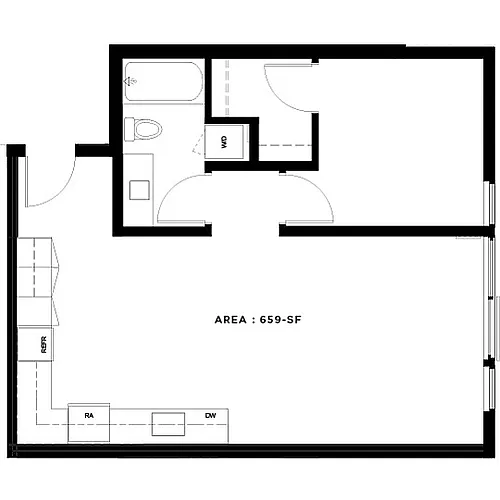 Floor plan 1 Bed, 1 Bath - Apt H