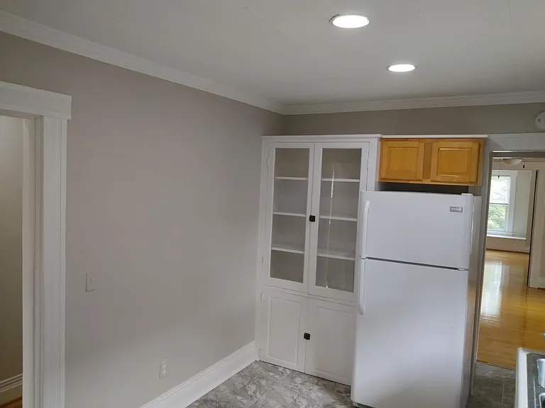kitchen with glass pantry