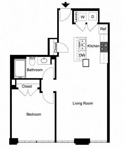 Floor plan 1 Bedroom 1 Bath - G