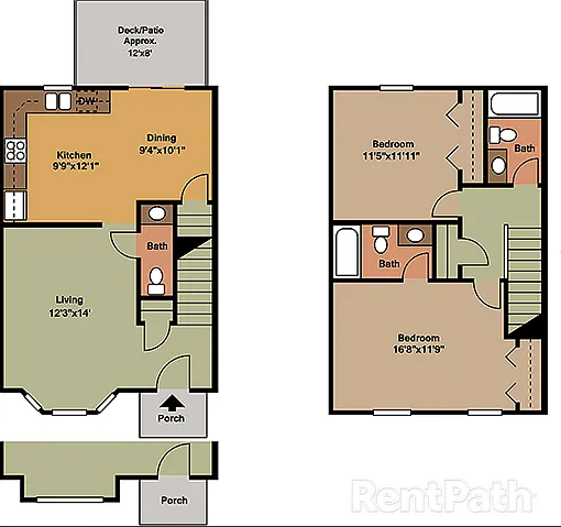 Floor plan 2 Bedroom Townhome