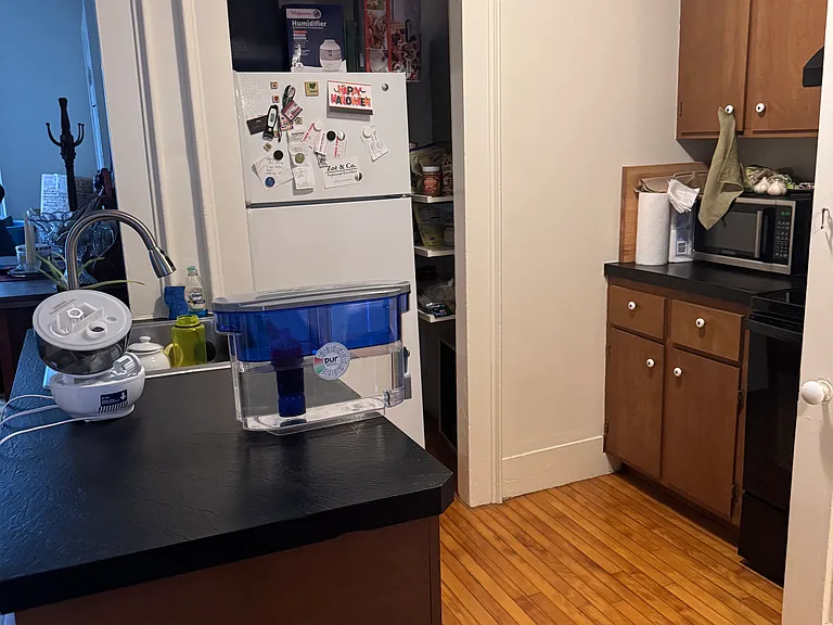 View of kitchen from dining space
