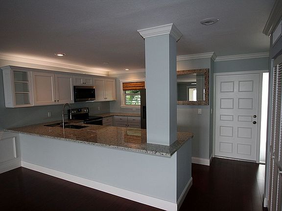 Open kitchen with large bar