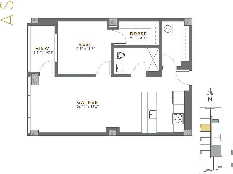 Ash - 1 BD / 1 BA - 833 SF Ash - 1 BD / 1 BA - 833 SF