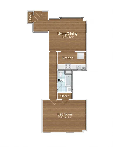 Floor plan Large One Bedroom