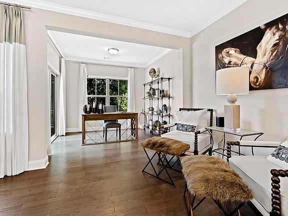 Office space leading to large deck. Wooded and private.