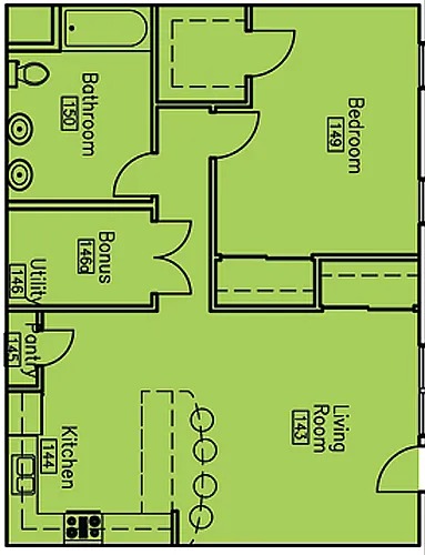 Floor plan 1 Bedroom 1 Bath