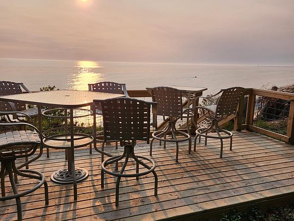 Deck overlook sunset at Lake Michigan