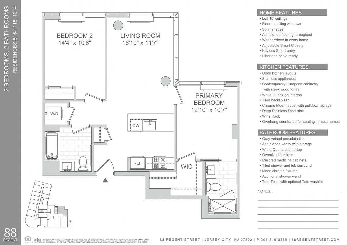 Floor plan 88 Regent-2 Bed B1
