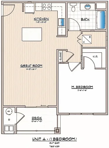 Floor plan 1 Bedroom 1 Bathroom