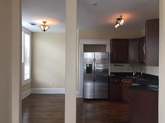 View into the kitchen with breakfast area