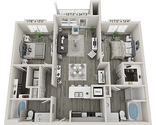 Floor plan Two Bedroom B2F