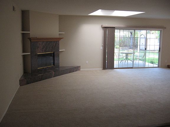 skylight & granite fireplace