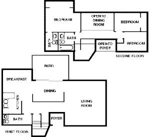 Floor plan 3 Bedroom 1 Full & 2 Half Bathrooms